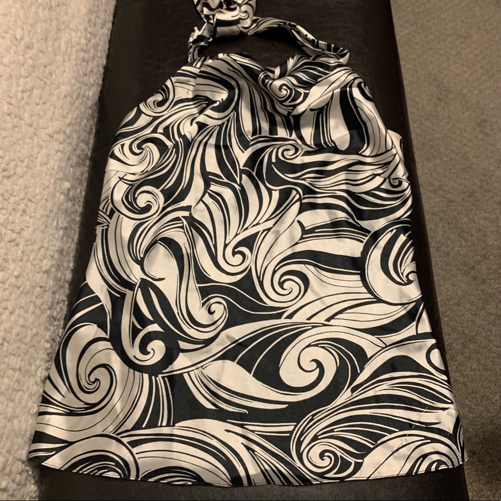 Black & White Silky Halter Top